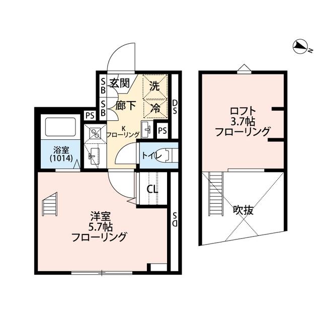 エクセラン高砂(1K/3階)の間取り写真