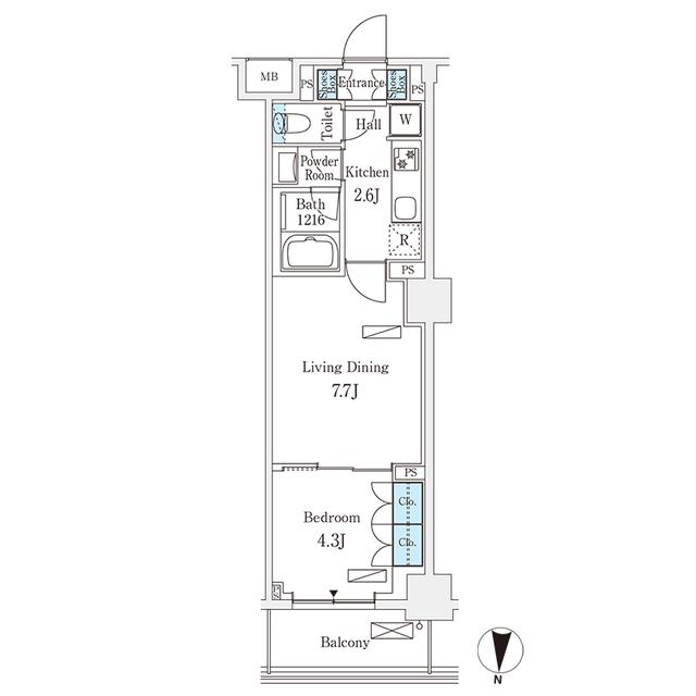フロンティアレジデンス錦糸公園(1LDK/4階)の間取り写真