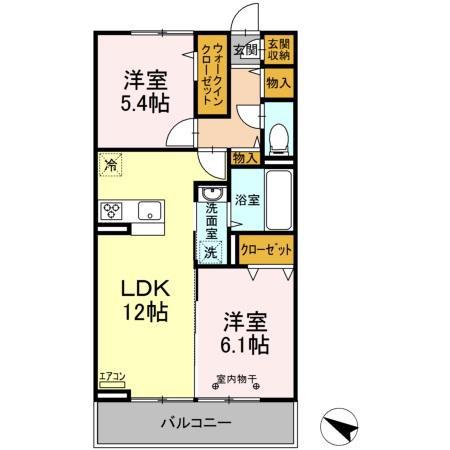 レジデンスヒルトップⅨ(2LDK/3階)の間取り写真