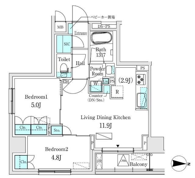 ASMACI MAISON両国Ⅰ(2LDK/8階)の間取り写真