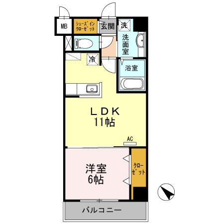 オーチャードK(1LDK/1階)の間取り写真