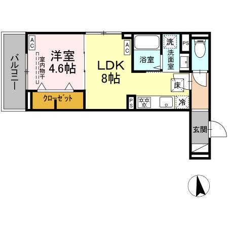 セレスティア亀有(1LDK/1階)の間取り写真