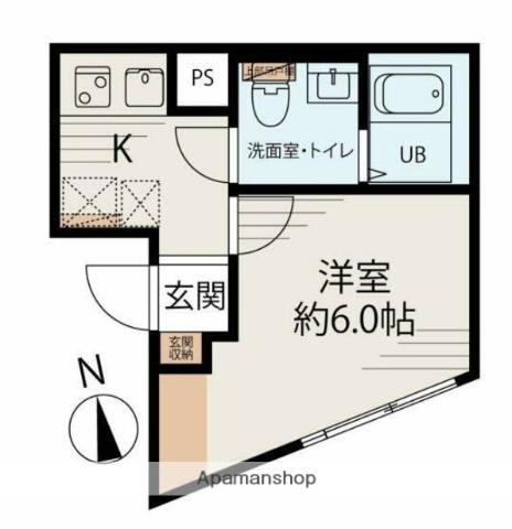 AURORA SHINKOIWA(1K/4階)の間取り写真