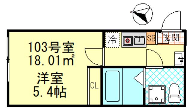 CK四ツ木(1K/1階)の間取り写真