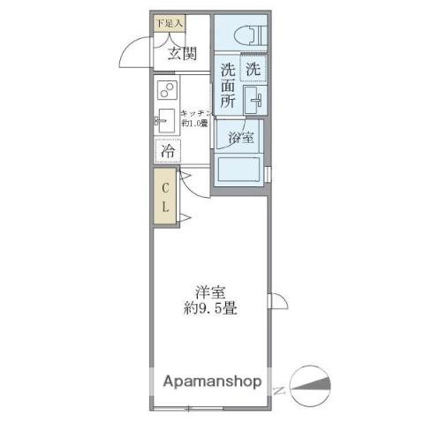 ミューズ新小岩(1K/1階)の間取り写真