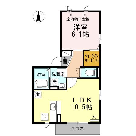 フローラ(1LDK/1階)の間取り写真