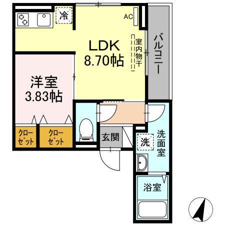 アナシエ南篠崎町II(1LDK/2階)の間取り写真