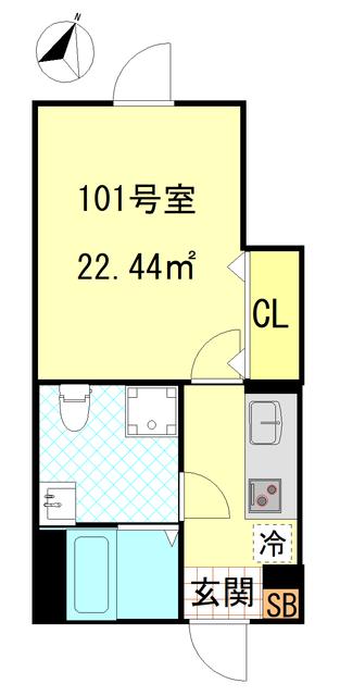 CFジオーレ西小岩五丁目(1K/1階)の間取り写真