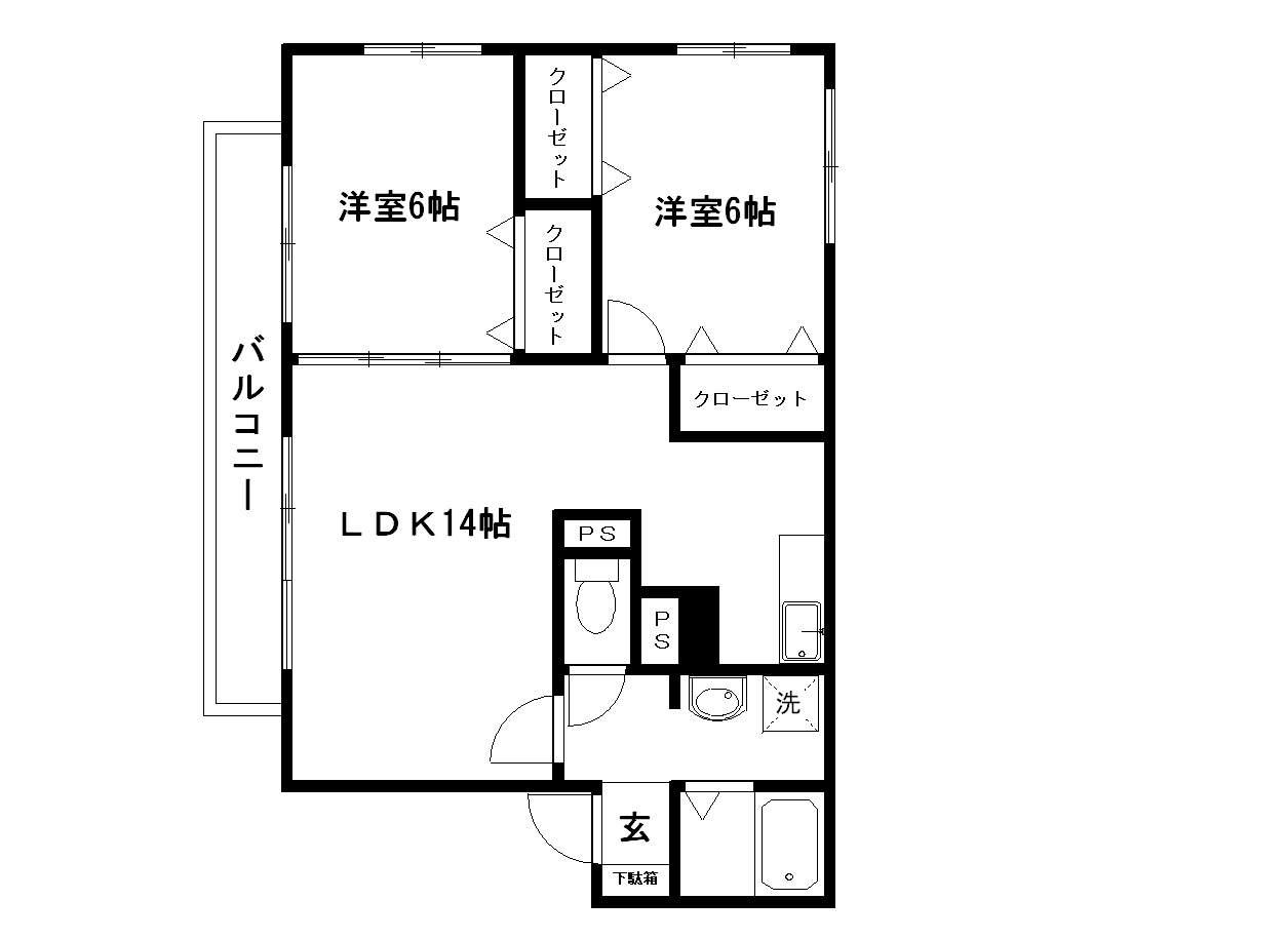 ガーデンハウス(2LDK/1階)の間取り写真