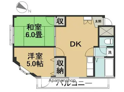 ニュー和幸(2DK/4階)の間取り写真