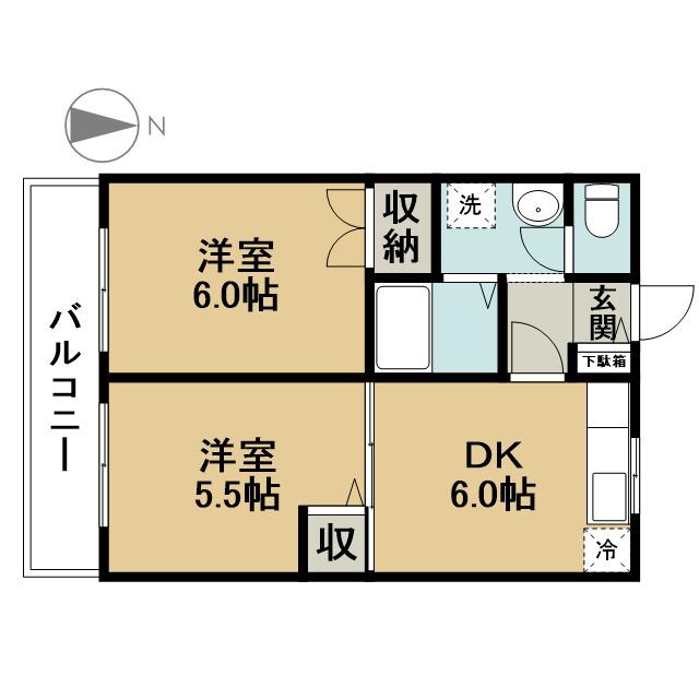 タウンコート東葛西(2DK/1階)の間取り写真