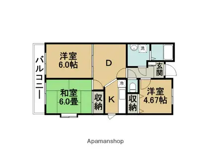 シャルマン北葛西B(3DK/4階)の間取り写真