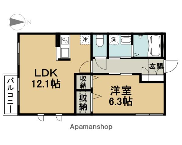 フラワー(1LDK/2階)の間取り写真