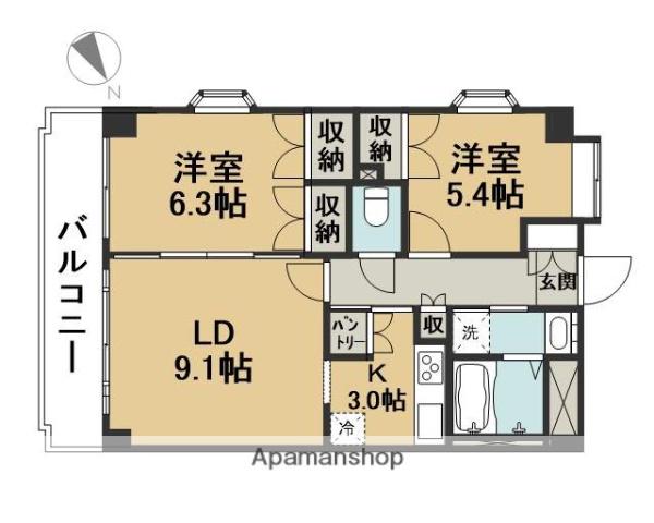 ファミール西葛西Ⅱ(2LDK/5階)の間取り写真