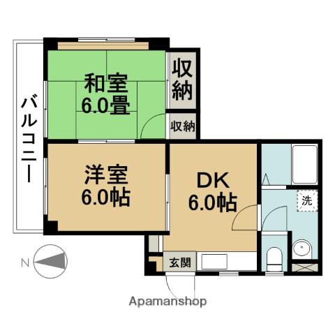 メゾンハーヴェストⅡ(2DK/3階)の間取り写真