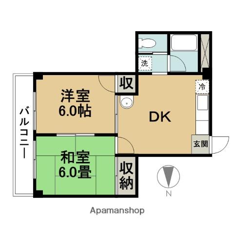 シェモア・モリタ(2DK/2階)の間取り写真