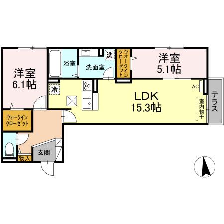 レクシア東葛西Ⅱ(2LDK/1階)の間取り写真