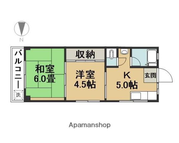 佐治ビル(2K/5階)の間取り写真