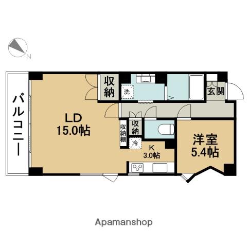 KIRAKUⅡーキラク2-(1LDK/4階)の間取り写真