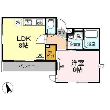 ラフィネHANAMIZUKI(1LDK/2階)の間取り写真