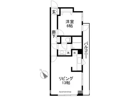 フルーゼ鵜の木(1LDK/4階)の間取り写真