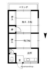 第1雄美荘(2K/1階)の間取り写真
