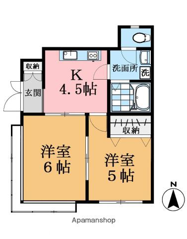 メープルパレス(2K/1階)の間取り写真