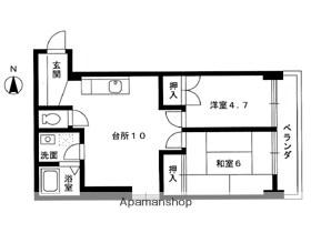 竹の塚ハイツ(2LDK/2階)の間取り写真