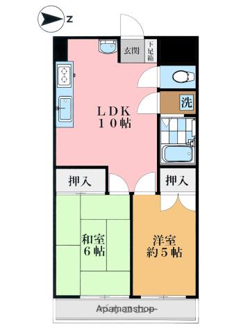 竹の塚ハイツ(2LDK/2階)の間取り写真
