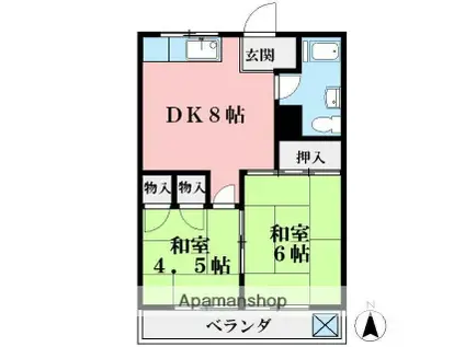 マンション高千穂(2DK/2階)の間取り写真