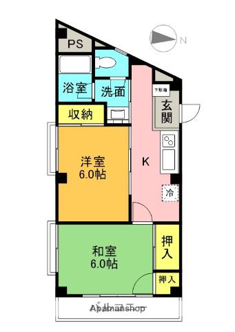 メゾングレース(2K/3階)の間取り写真