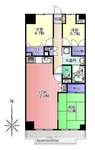エンゼルハイム竹の塚駅前(3LDK/3階)の間取り写真