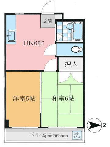 フラワーコーポ(2DK/1階)の間取り写真