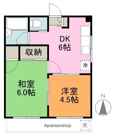 コーポ勝美(2DK/1階)の間取り写真