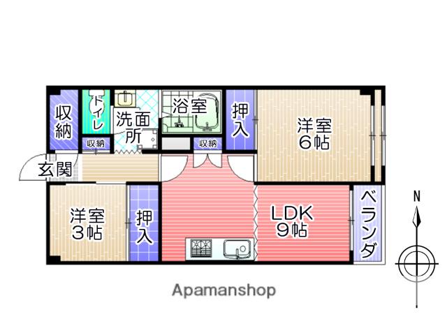 竹の塚ハイツ(2DK/3階)の間取り写真