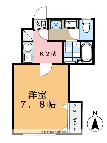 サンヴィレッジ瑞穂(1K/2階)の間取り写真