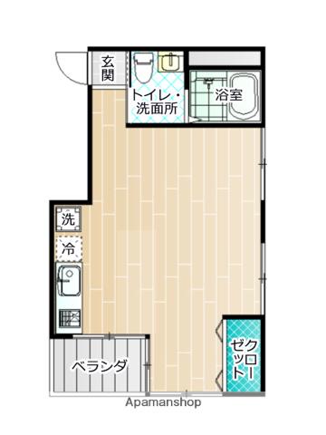 鈴木ビル(ワンルーム/2階)の間取り写真