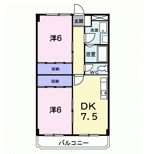ニューマリッチ吉沢A(2DK/2階)の間取り写真