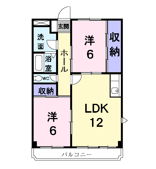 ニューマリッチ谷塚(2LDK/3階)の間取り写真