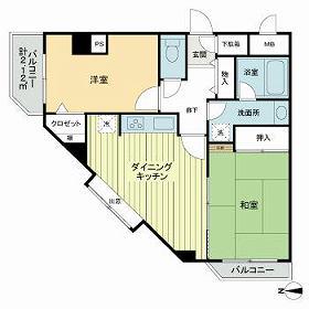 ライオンズプラザ日暮里(2DK/7階)の間取り写真