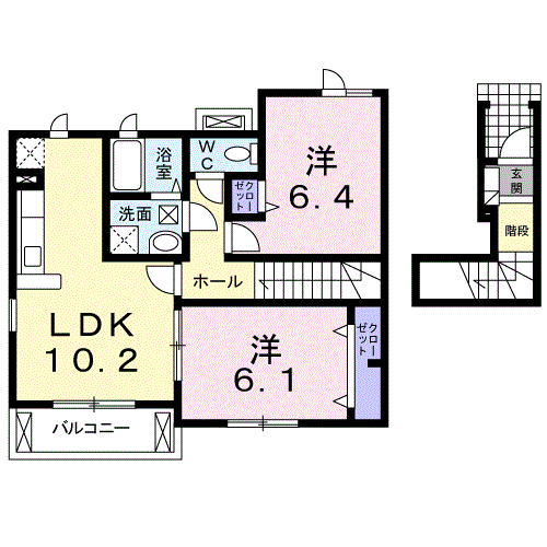 プリムローズ(2LDK/2階)の間取り写真