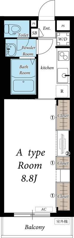 リブリ・LENIENTⅡ(1K/1階)の間取り写真