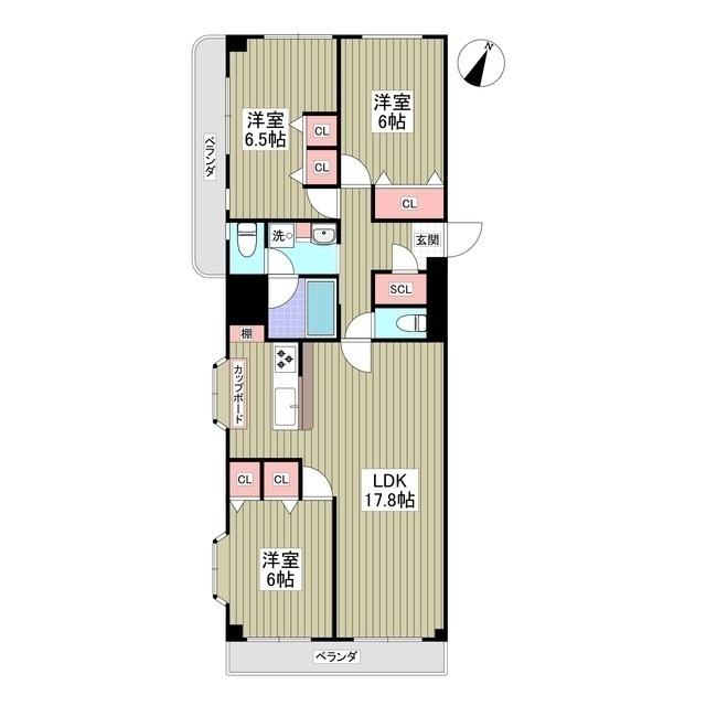 カーヘルハイツ(3LDK/3階)の間取り写真