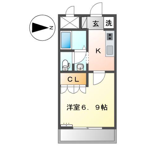 さくらハイム(1K/2階)の間取り写真