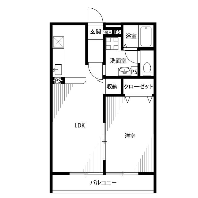 アムール新栄(1LDK/1階)の間取り写真