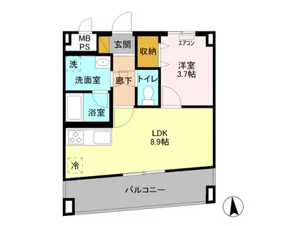 アレグリア柏屋(1LDK/3階)の間取り写真