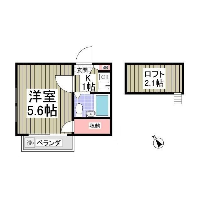 リブレス松原団地Ⅰ(1K/2階)の間取り写真