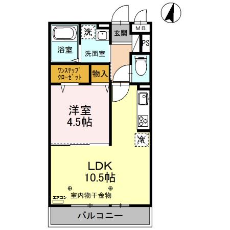 ロータス草加Ⅱ(1LDK/3階)の間取り写真