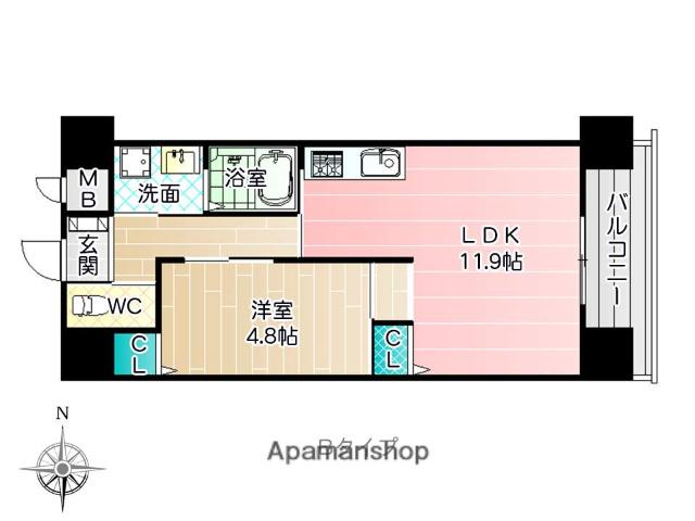 シャトルⅢ(1LDK/6階)の間取り写真