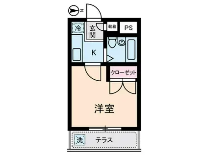 シャインハイム草加新田Ⅱ(1K/1階)の間取り写真